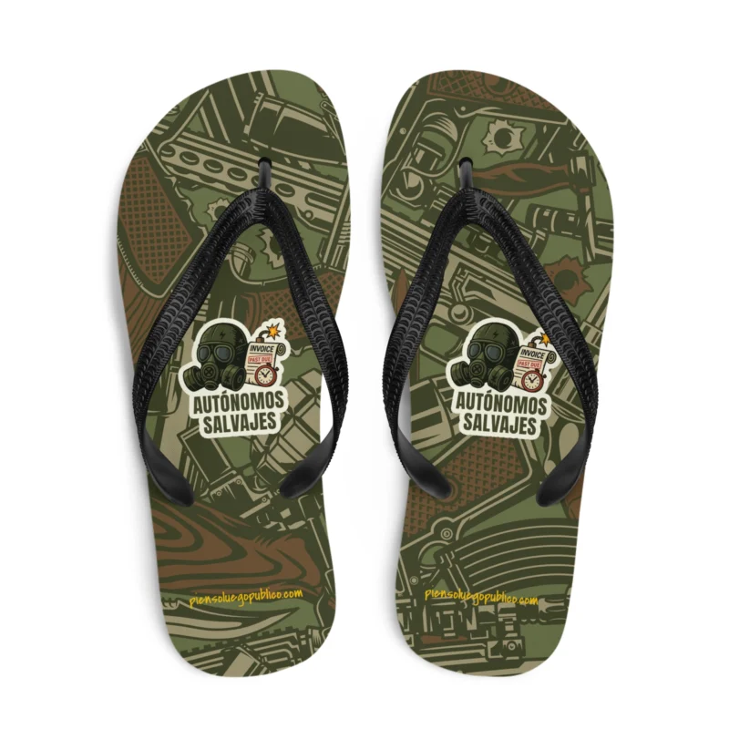 Chanclas Autónomos Salvajes diseño militar vistas desde el frente