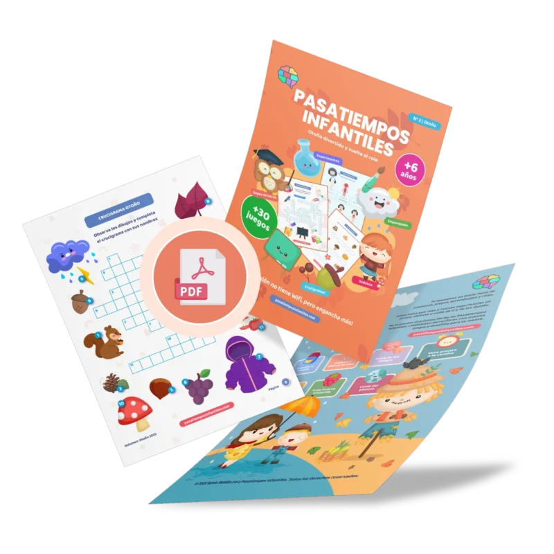 libro de pasatiempos infantiles de otoño y vuelta al cole 2025 en PDF para imprimir