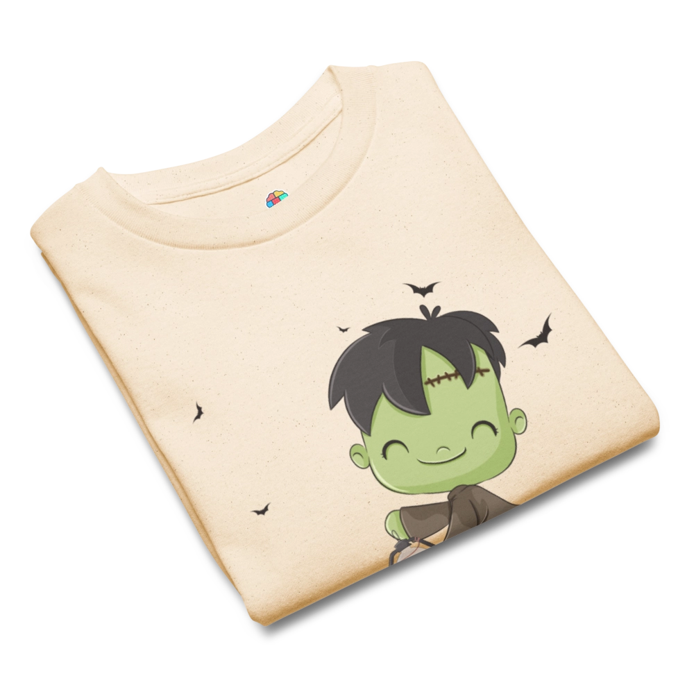 Camiseta de Halloween para niños con Frankie sentado sobre calabaza