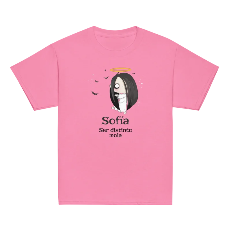 Camiseta infantil personalizada con nombre Sofía y diseño Ser distinto mola.