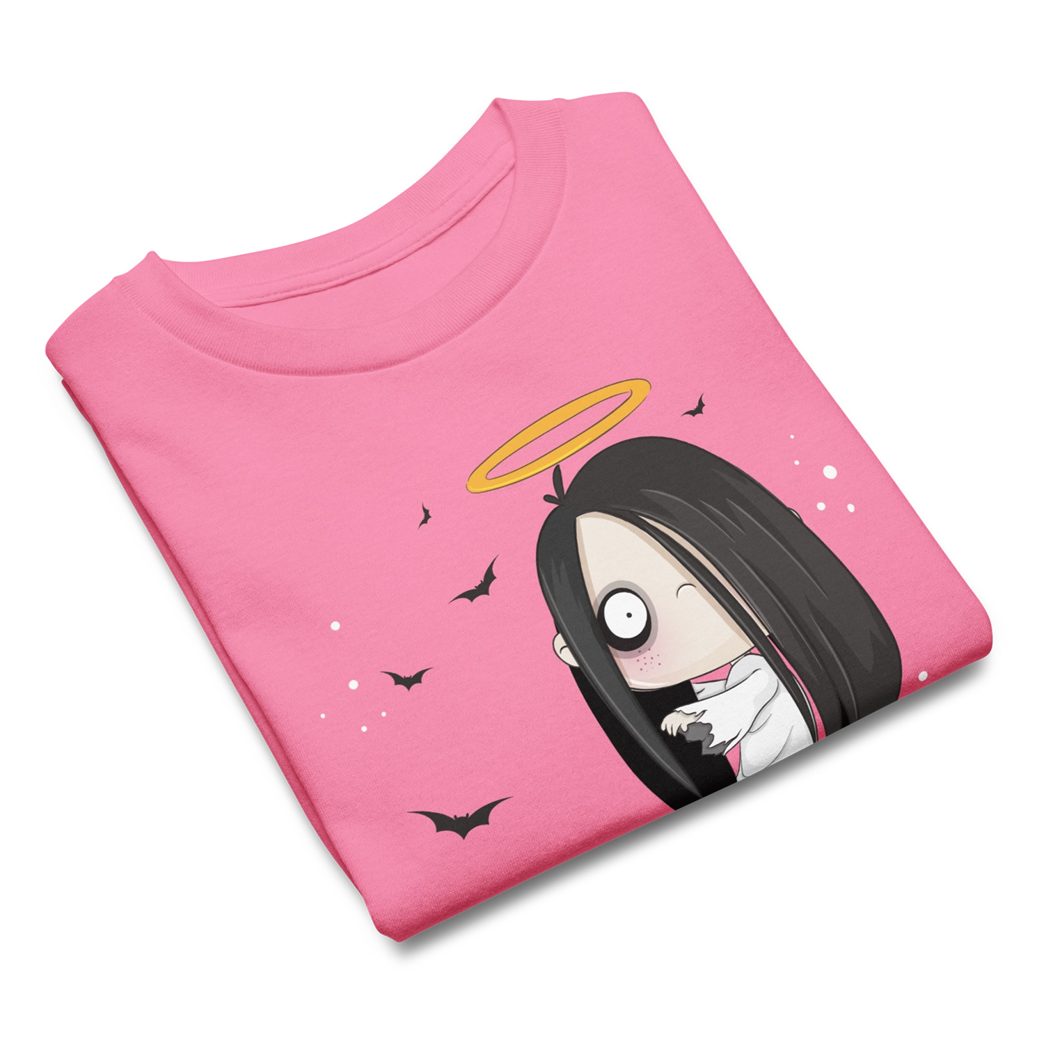 Camiseta infantil personalizada Sofía doblada con ilustración divertida.