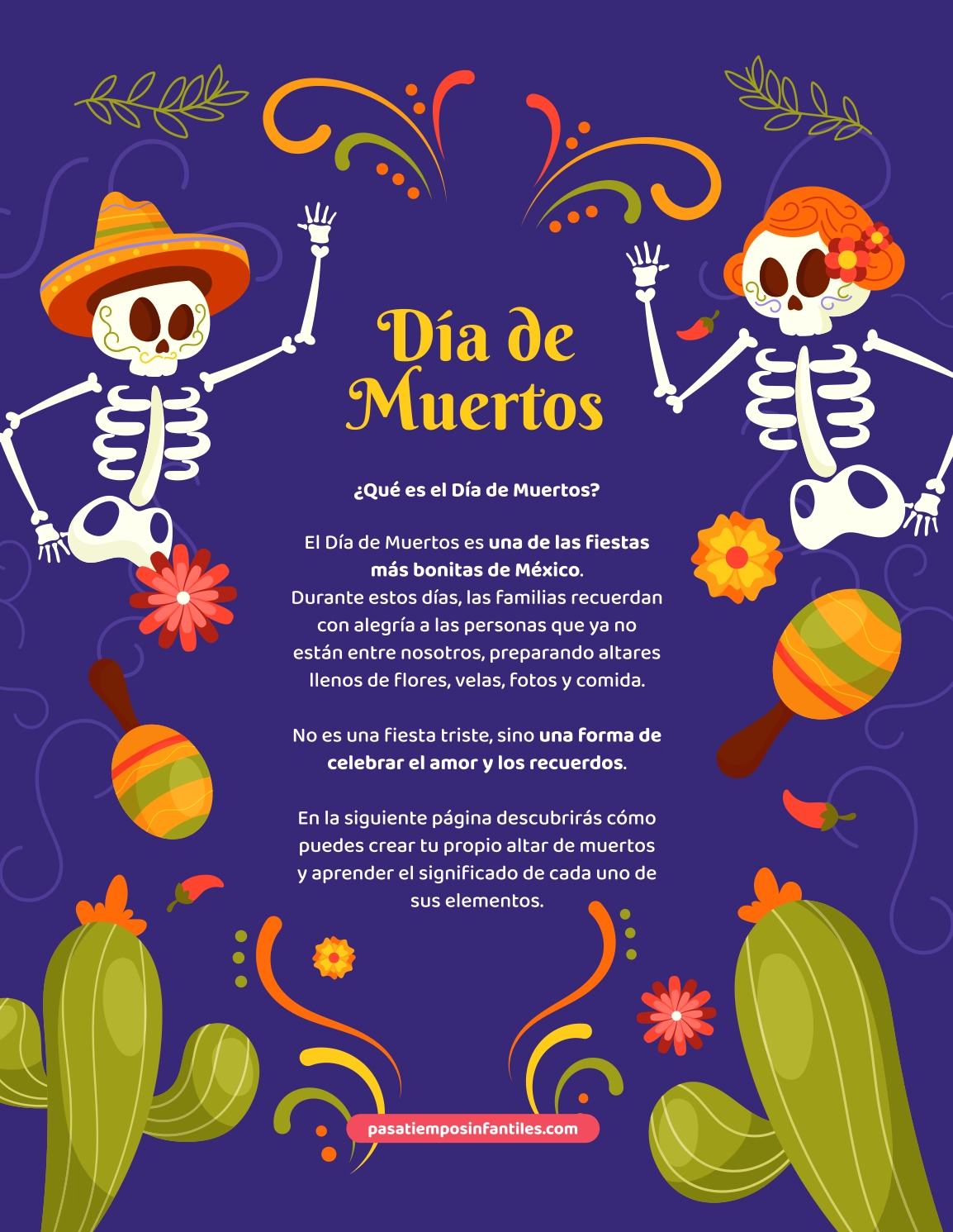 libro de pasatiempos infantiles en papel especial Día de Muertos para niños