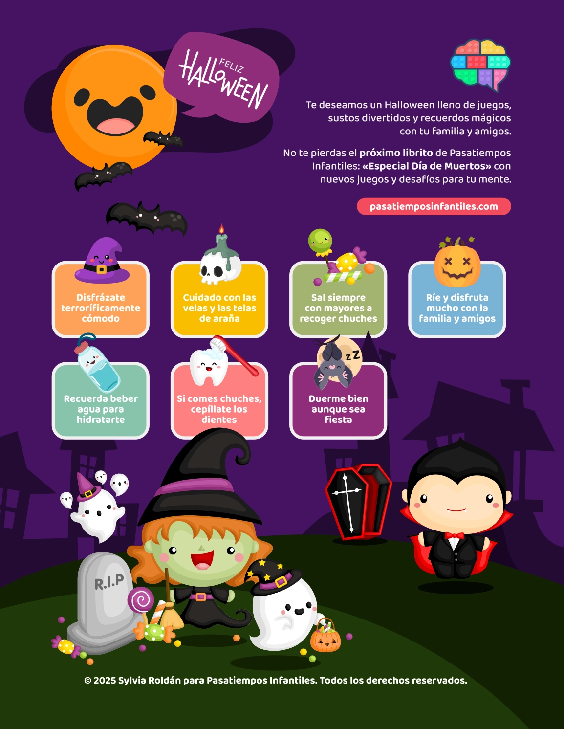 contraportada del libro de Pasatiempos infantiles especial Halloween
