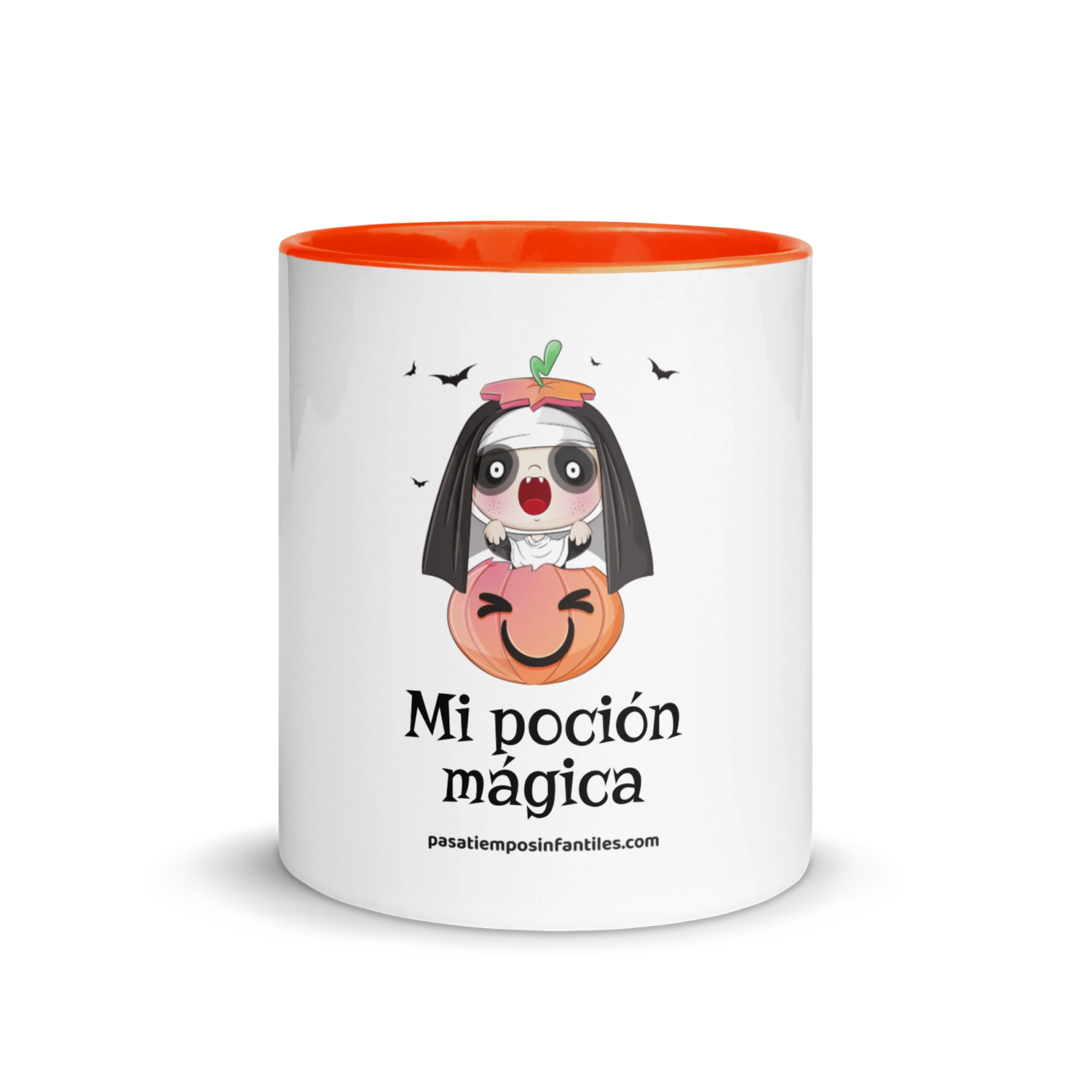 Taza color naranja con diseño Mi poción mágica de Calabacita