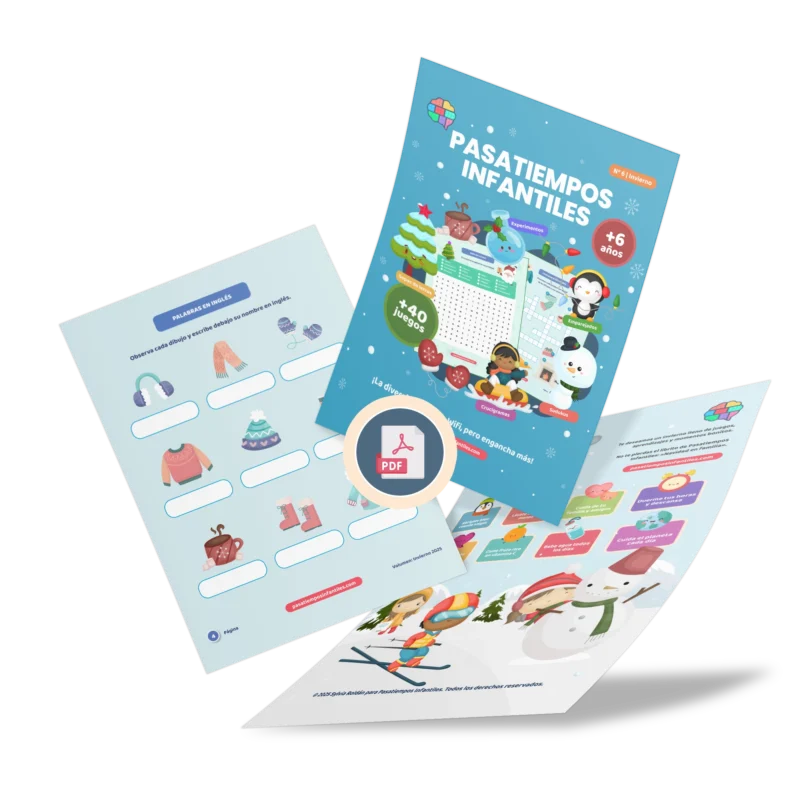 libro de pasatiempos infantiles invierno en PDF para imprimir