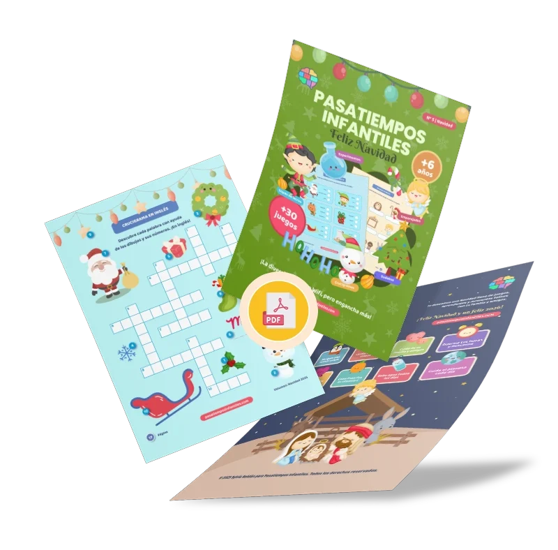 libro de pasatiempos infantiles especial Navidad en PDF para imprimir