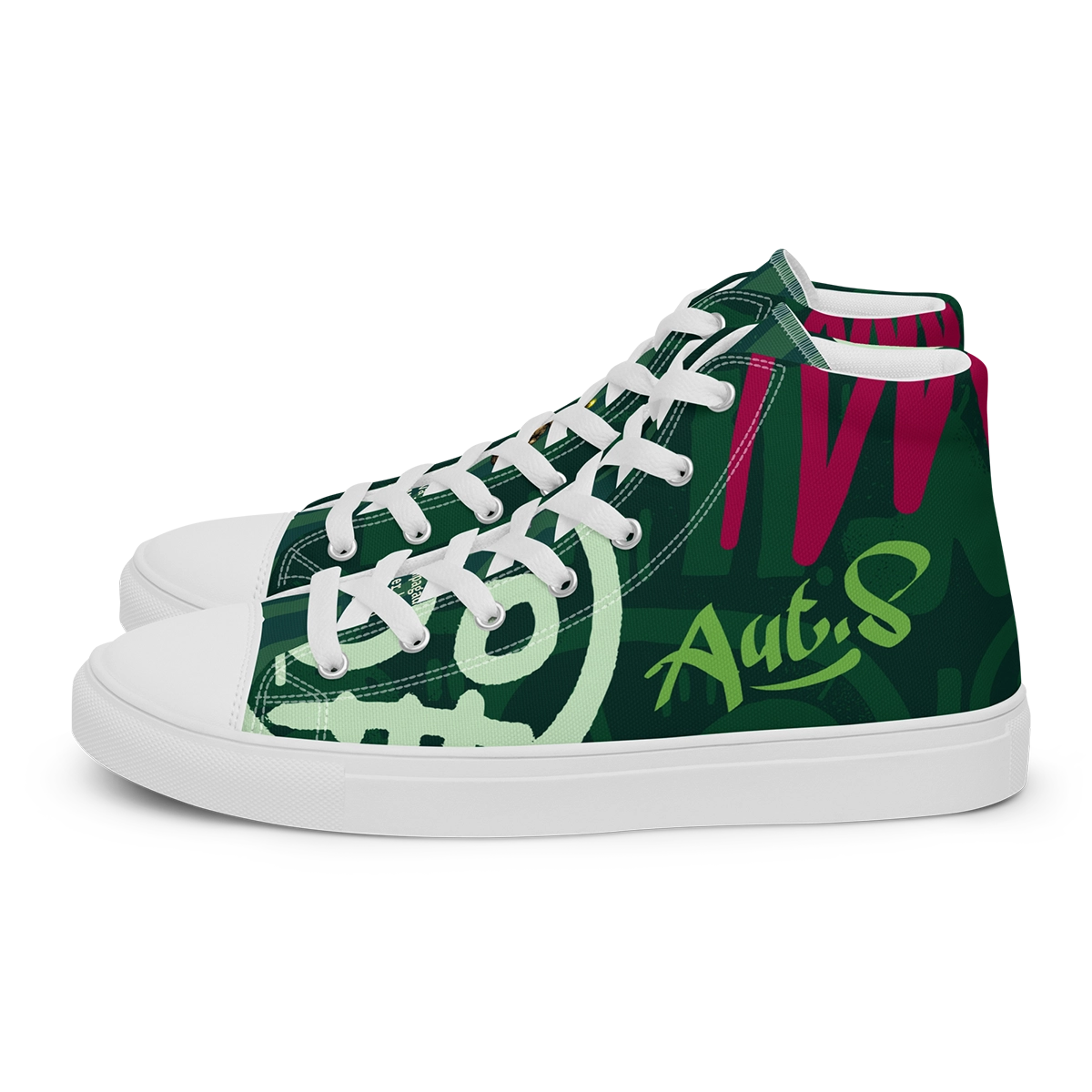 Vista lateral exterior con el logotipo Aut.S de las zapatillas de lona altas Caza-Morosos de Autónomos Salvajes.